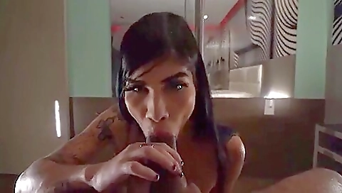 Sexy young chick fucked in her mouth